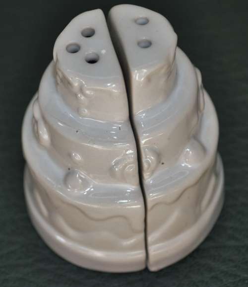 Collectible Porcelain Wedding Cake Salt and Pepper