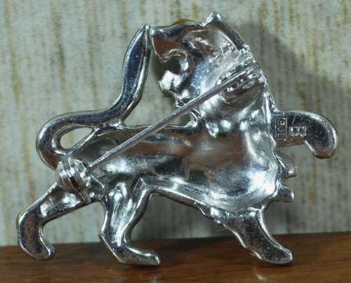 Vintage 1950s Signed BJL B  Bohemian Jewellers Ltd enamel and marcasite Lion/Leo brooch pin