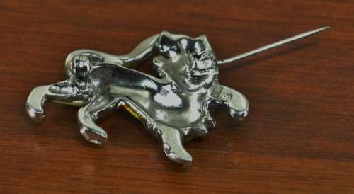 Vintage 1950s Signed BJL B  Bohemian Jewellers Ltd enamel and marcasite Lion/Leo brooch pin