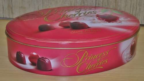 Collectible Magnat Princess of Cherries, Cherry Pralines Embossed Tin