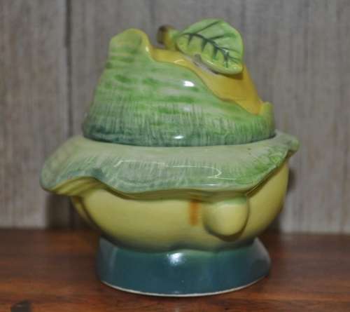 Vintage, Collectible Ceramic Anthropomorphic Smiling Fruit Sugar Bowl by Napco, Japan c1950