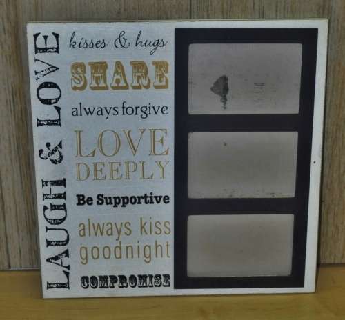 Vintage Style, Wooden Frame with Space for 3 Photos to hang on your wall