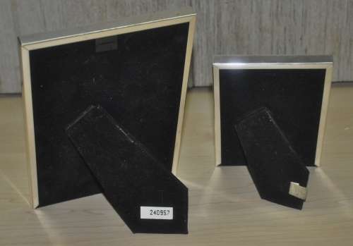 A Pair of Silver Plated Brass, Lacquer Coated Photo Frames with Black Velvet Back Plates by Bowon
