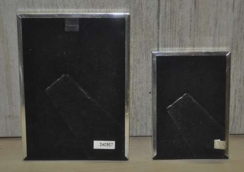A Pair of Silver Plated Brass, Lacquer Coated Photo Frames with Black Velvet Back Plates by Bowon