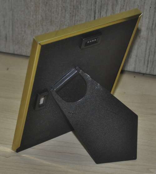 Retro Brass Photo Frame with Geometric Emerald Green and Black Design