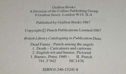 `Dead Funny Punch among the Angels` Edited by Peter Barnes ISBN 0246132418