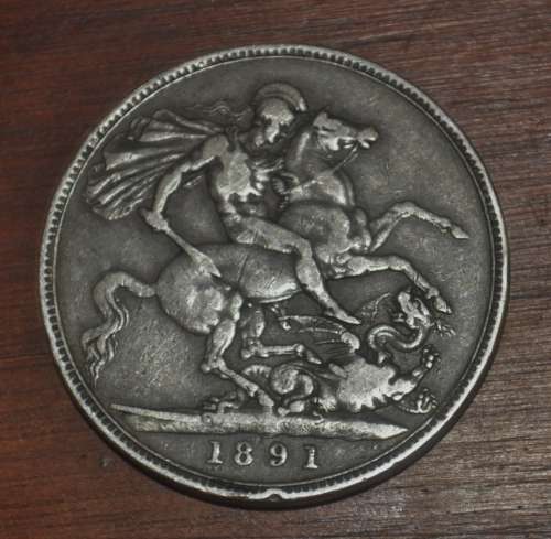 1891 Queen Victoria British Silver `Jubilee Head` Crown - 566 000 Minted