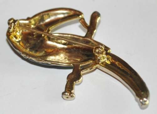 Vintage Gold Tone and Enamel Toucan Brooch Pin