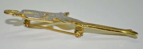 Retro, Vintage Art Deco Style Gold Tone and Enamel Lady Figural Brooch Pin