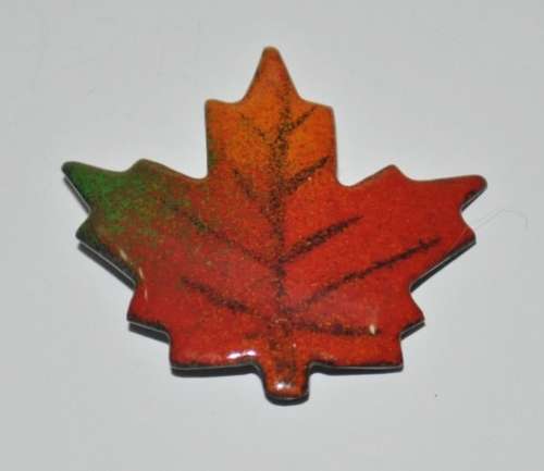 Vintage Enamel Over Copper Maple Leaf Brooch Pin by Canadian Designer a Gagnon c1960