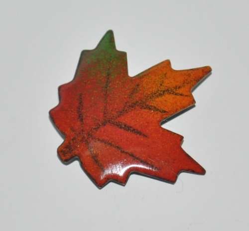Vintage Enamel Over Copper Maple Leaf Brooch Pin by Canadian Designer a Gagnon c1960