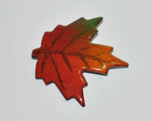 Vintage Enamel Over Copper Maple Leaf Brooch Pin by Canadian Designer a Gagnon c1960