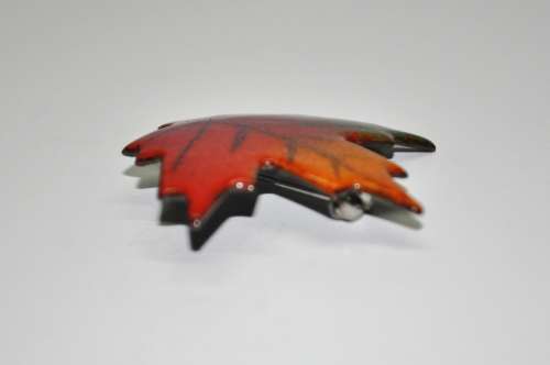 Vintage Enamel Over Copper Maple Leaf Brooch Pin by Canadian Designer a Gagnon c1960