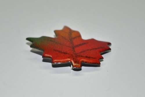 Vintage Enamel Over Copper Maple Leaf Brooch Pin by Canadian Designer a Gagnon c1960