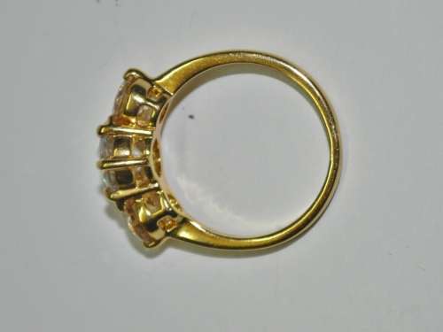Vintage Gold Tone Trilogy Ring Signed Honey
