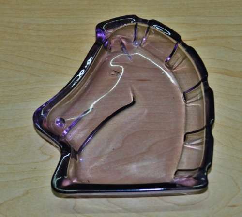 Vintage Art Deco Figural Horse Head Purple and Orange Glass Pin Dishes