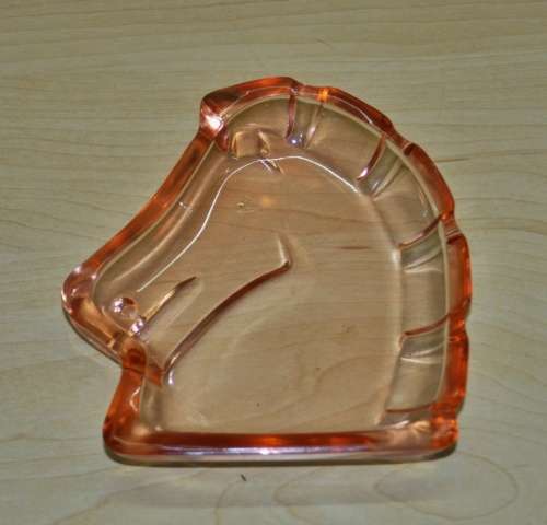 Vintage Art Deco Figural Horse Head Purple and Orange Glass Pin Dishes