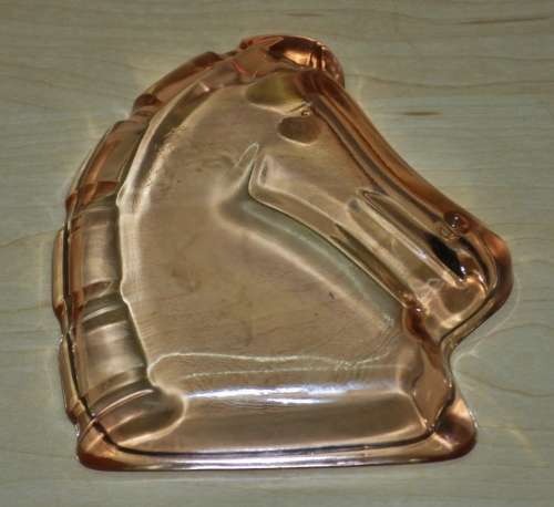 Vintage Art Deco Figural Horse Head Purple and Orange Glass Pin Dishes