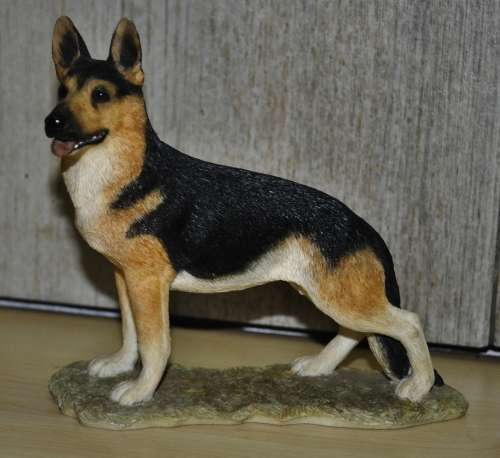 Sheratt and Stephens Hand Painted and Crafted Collectible Standing Alsatian Resin Figurine #55064
