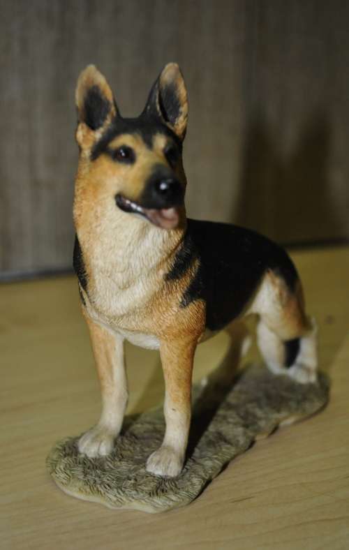 Sheratt and Stephens Hand Painted and Crafted Collectible Standing Alsatian Resin Figurine #55064