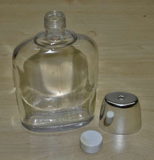 Vintage 0.2 Litre Glass Pocket Flask with Faux Leather Jacket Decorated with a Scarf