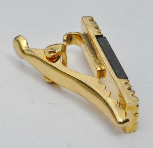 Vintage Gold tone and Faux Onyx Tie Clip