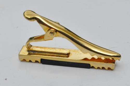 Vintage Gold tone and Faux Onyx Tie Clip