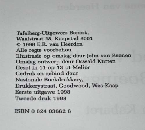 Lied van die Boeings `n Kabaret deur Ettienne van Heerden Reproduksie Uitgawe