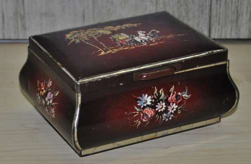 Antique Dressing Table Tin Jewellery Box
