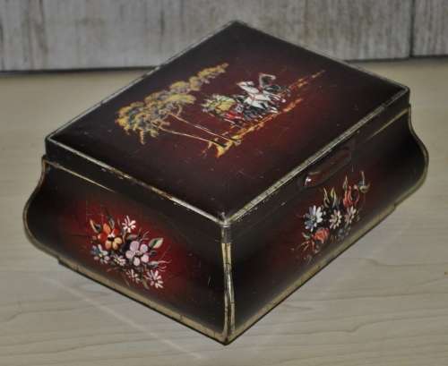 Antique Dressing Table Tin Jewellery Box