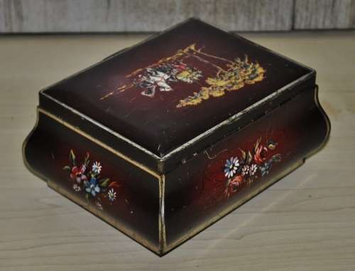 Antique Dressing Table Tin Jewellery Box