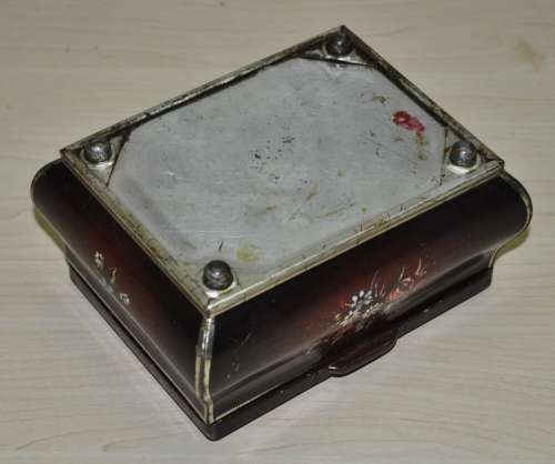 Antique Dressing Table Tin Jewellery Box