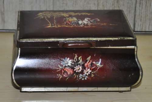 Antique Dressing Table Tin Jewellery Box