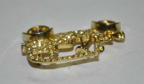 Vintage Gold Tone Rhinestone Encrusted Model T Ford Style Car Brooch