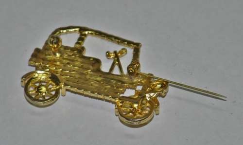 Vintage Gold Tone Rhinestone Encrusted Model T Ford Style Car Brooch