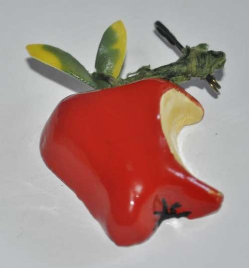 Vintage Red lacqueRed Bitten Apple Pin