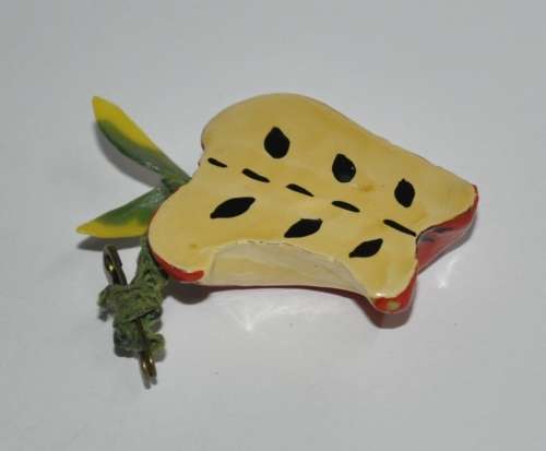 Vintage Red lacqueRed Bitten Apple Pin