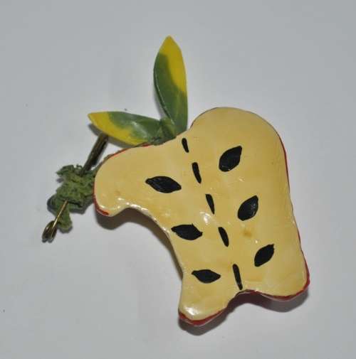 Vintage Red lacqueRed Bitten Apple Pin