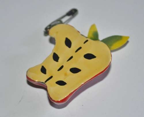 Vintage Red lacqueRed Bitten Apple Pin