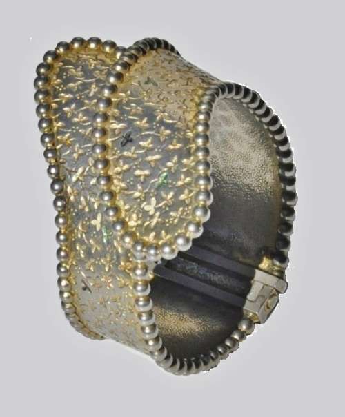 Vintage Gold tone and Enamel Sculptural Geometric Collar Necklace and Clamper Cuff Bracelet Set