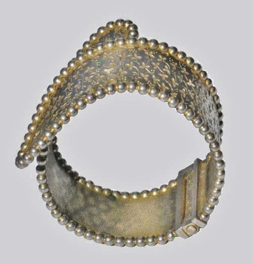 Vintage Gold tone and Enamel Sculptural Geometric Collar Necklace and Clamper Cuff Bracelet Set
