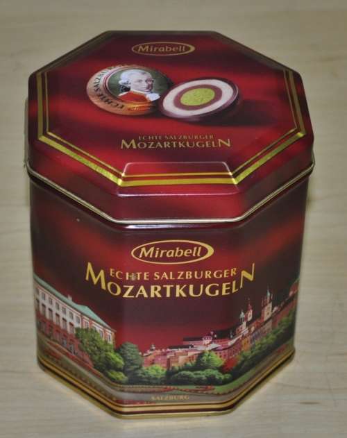 Collectible Contemporary Octagonal Mirabell Mozartkugln Dessert Treat Tin