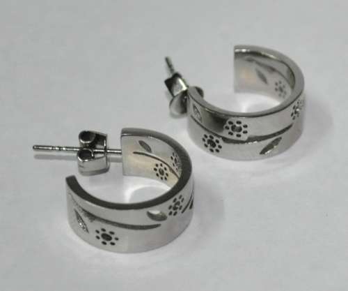 Authentic Swatch Stainless Steel Medallion Pendant Necklace and Earrings Set