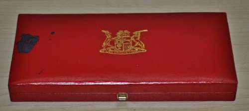 1982 SA Long Proof Set including R1 silver coin, excludes gold coins, in original red long box