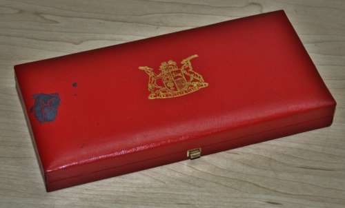 1982 SA Long Proof Set including R1 silver coin, excludes gold coins, in original red long box