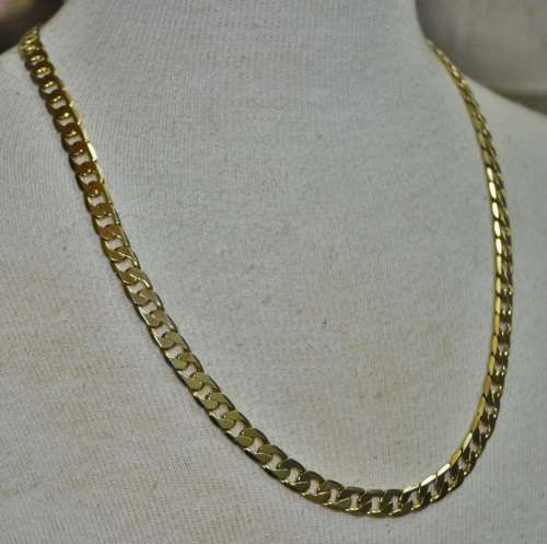 Vintage Solid 9ct Yellow Gold Curb Link Chain 6.8 mm, 56 cm, 35.2 grams stamped 9CT and 375