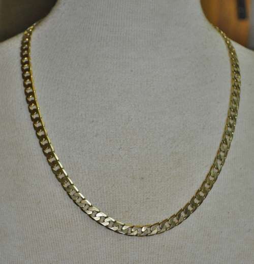 Vintage Solid 9ct Yellow Gold Curb Link Chain 6.8 mm, 56 cm, 35.2 grams stamped 9CT and 375