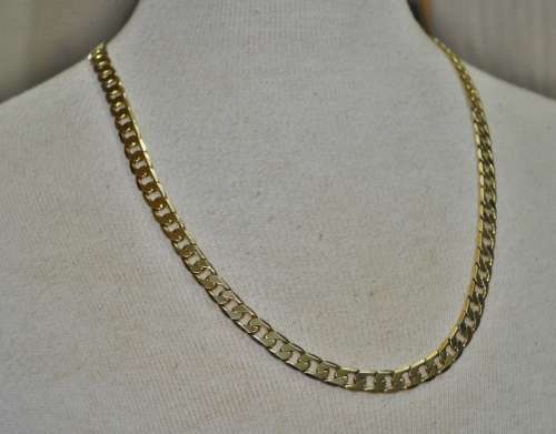 Vintage Solid 9ct Yellow Gold Curb Link Chain 6.8 mm, 56 cm, 35.2 grams stamped 9CT and 375