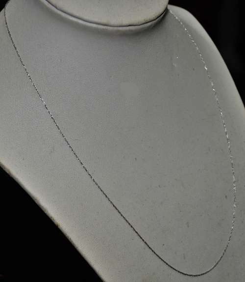 Vintage Super Fine 10ct White Gold Chain 0.5 mm, 45 cm, stamped 10K