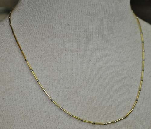 Vintage 9ct White and Yellow Gold Beaded Necklace Stamped 375 Italy NWJ (4 grams)